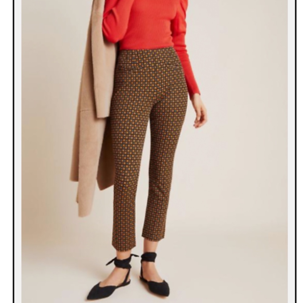 Anthropologie The  Essential Slim Trouser Pants Geometric Women’s Size 6